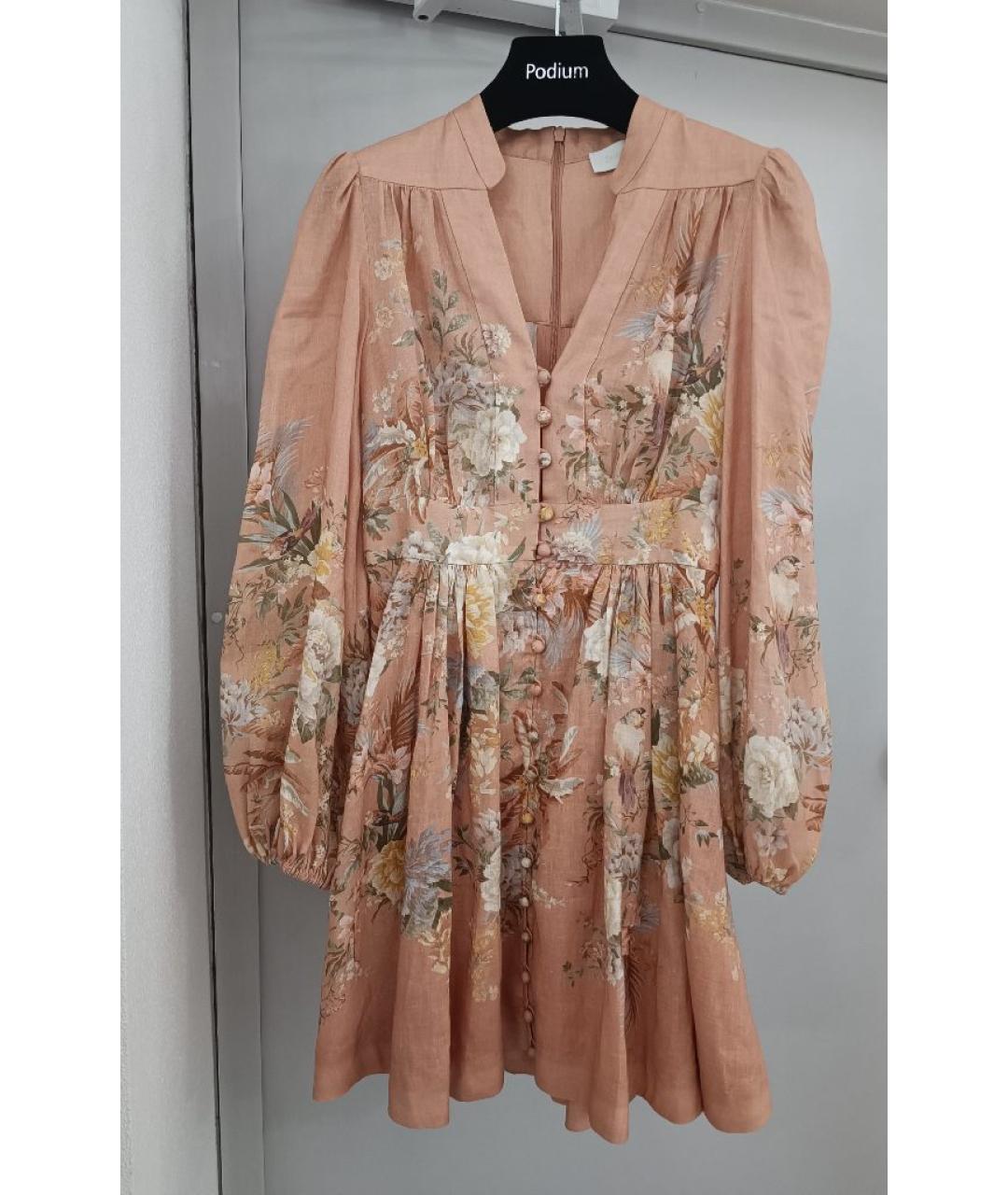 ZIMMERMANN Коралловое льняное повседневное платье, фото 10