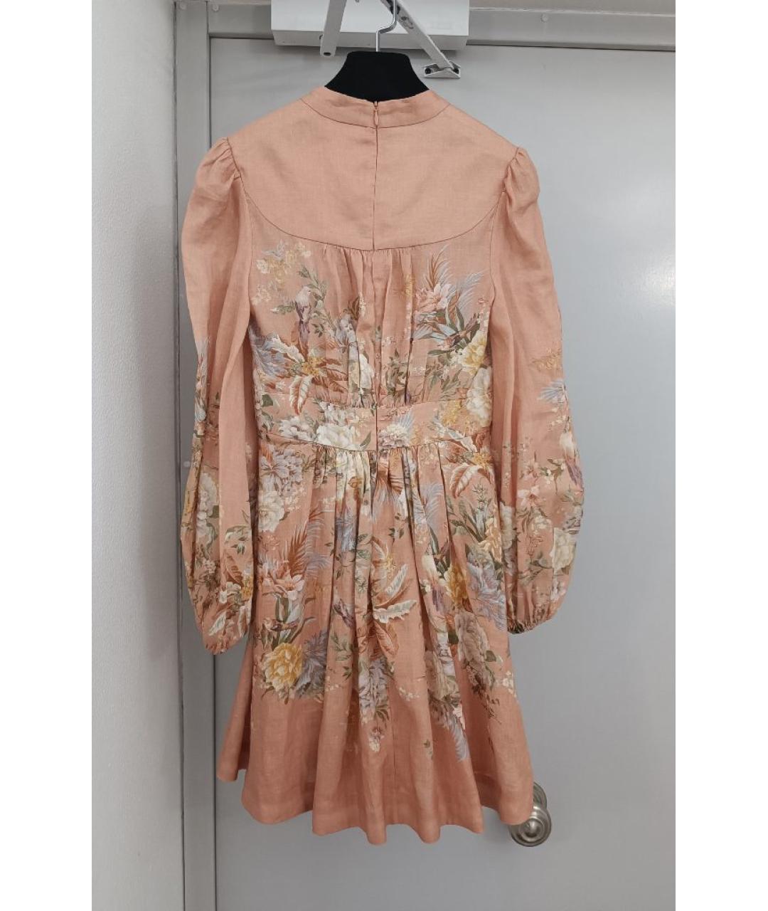 ZIMMERMANN Коралловое льняное повседневное платье, фото 2