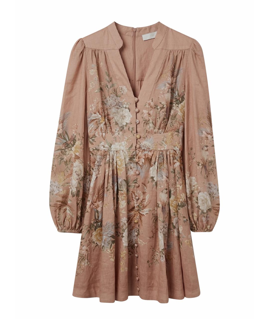 ZIMMERMANN Коралловое льняное повседневное платье, фото 1
