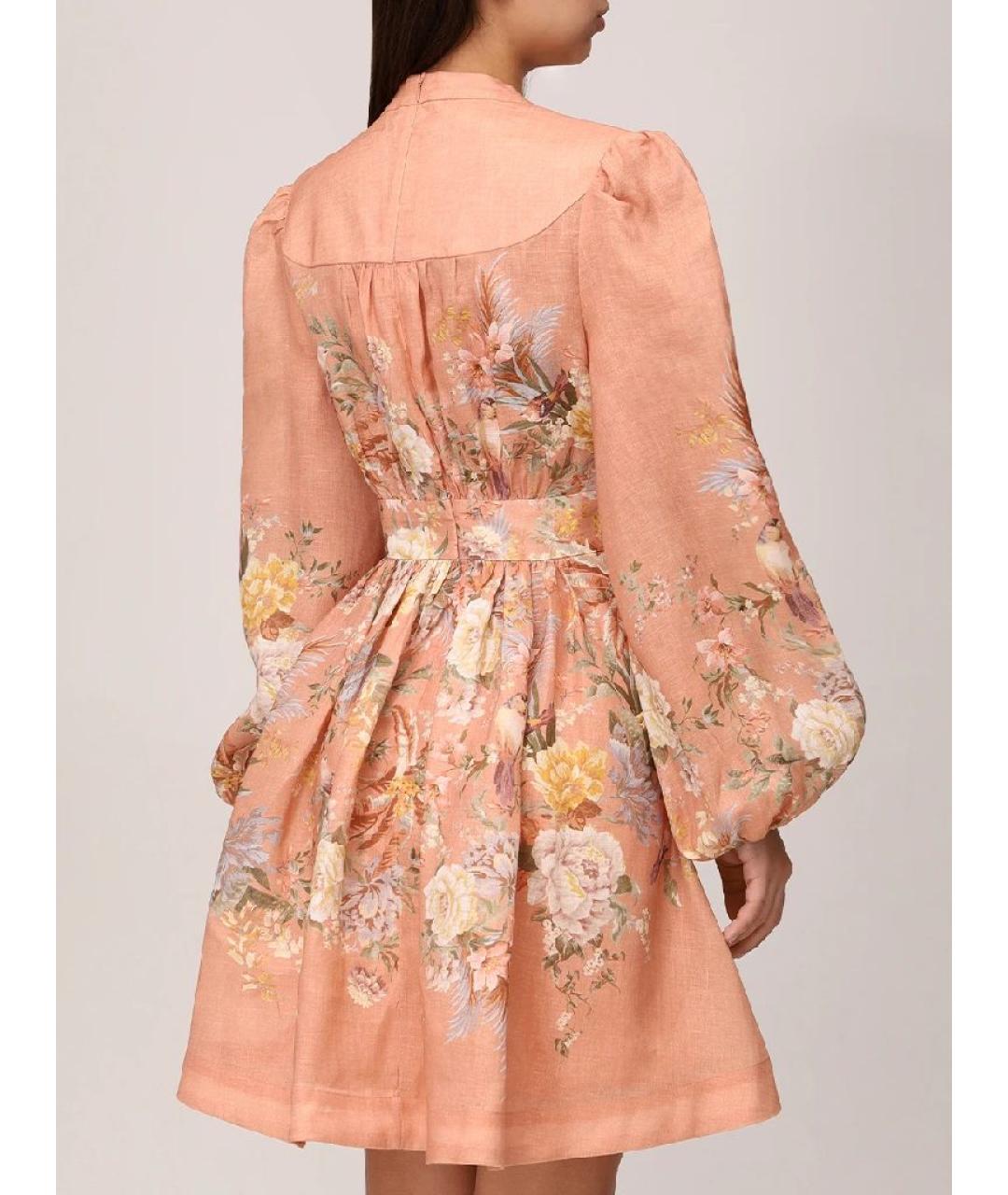 ZIMMERMANN Коралловое льняное повседневное платье, фото 7