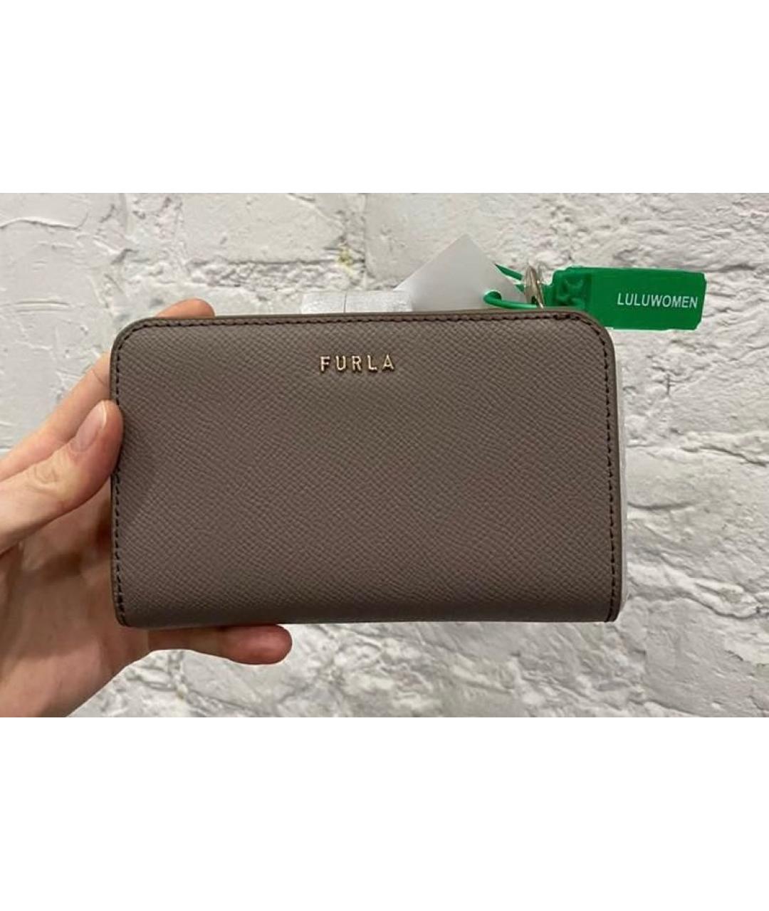 FURLA Серый кожаный кошелек, фото 6