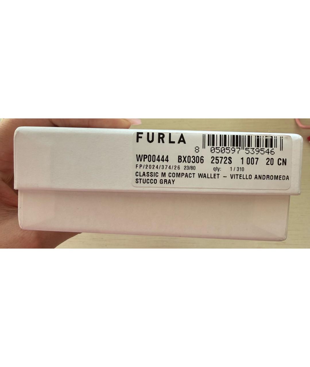 FURLA Серый кожаный кошелек, фото 5