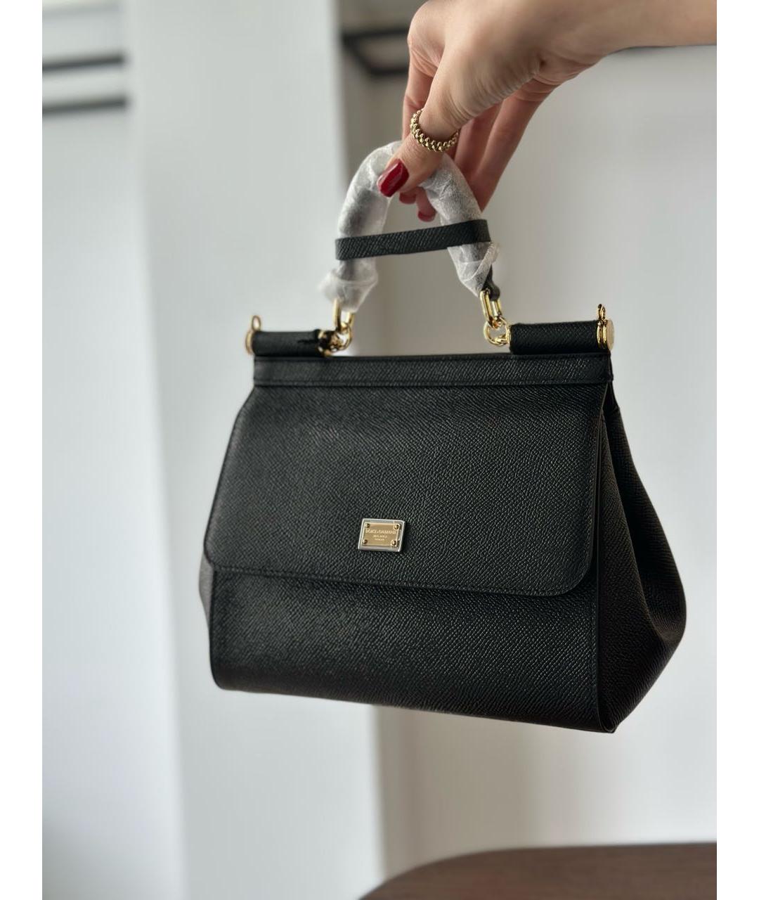 DOLCE&GABBANA Черная кожаная сумка с короткими ручками, фото 3