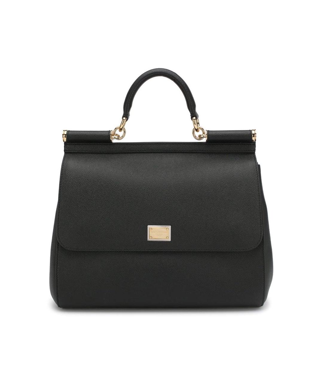 DOLCE&GABBANA Черная кожаная сумка с короткими ручками, фото 1