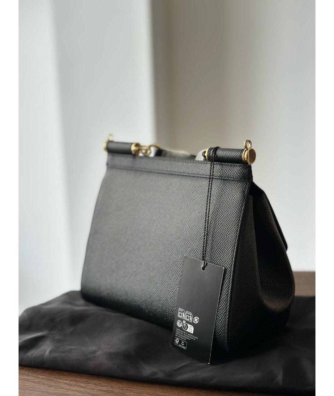DOLCE&GABBANA Черная кожаная сумка с короткими ручками, фото 4