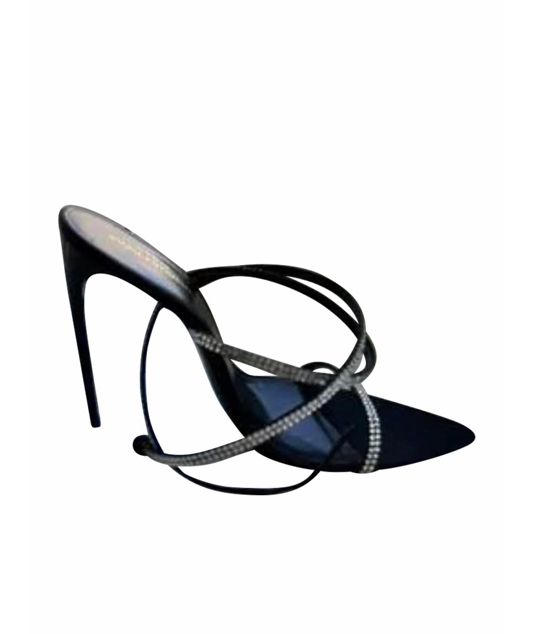 SAINT LAURENT Черные текстильные босоножки, фото 1