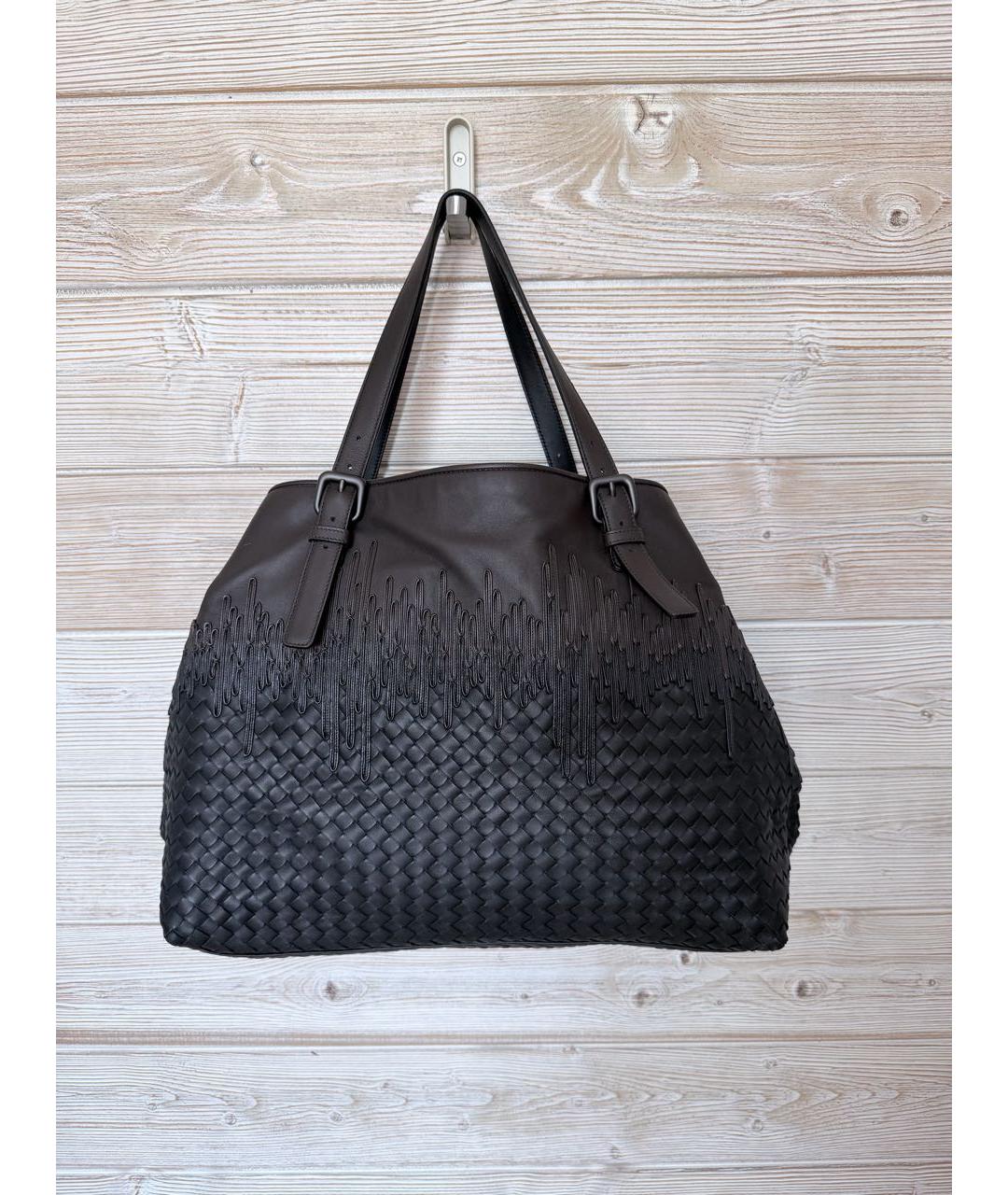 BOTTEGA VENETA Черная кожаная сумка тоут, фото 9