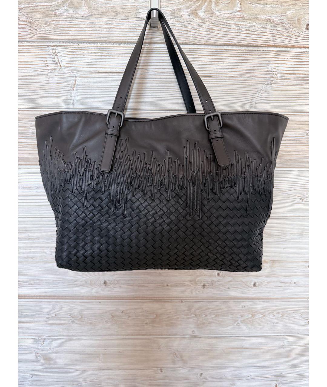 BOTTEGA VENETA Черная кожаная сумка тоут, фото 2