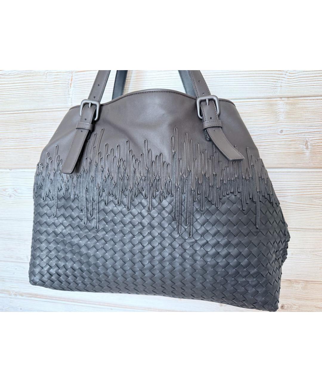 BOTTEGA VENETA Черная кожаная сумка тоут, фото 3