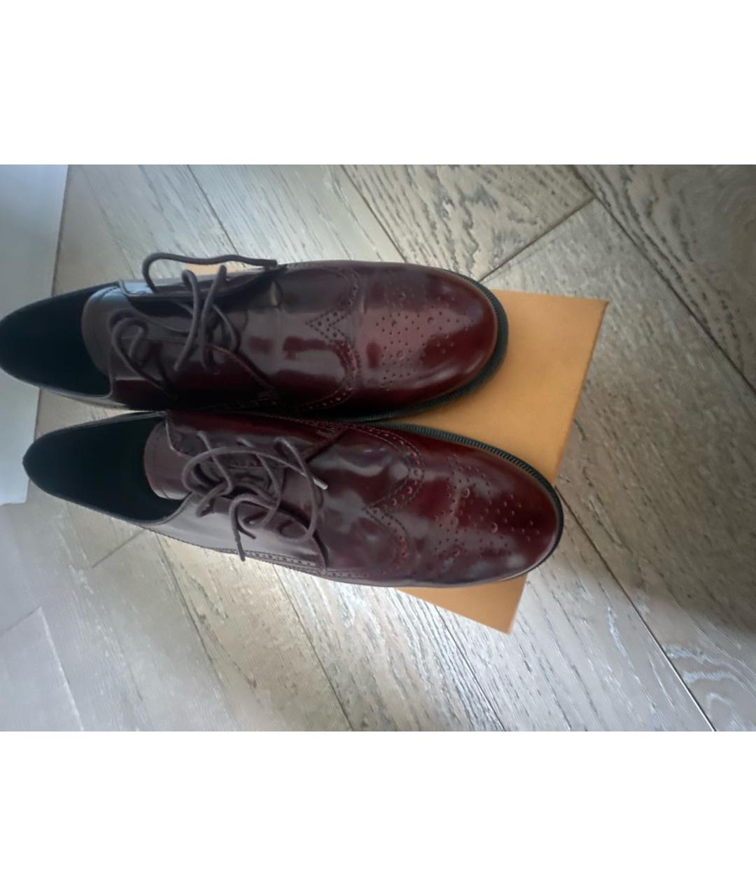 TOD'S Бордовые кожаные брогги и оксфорды, фото 8