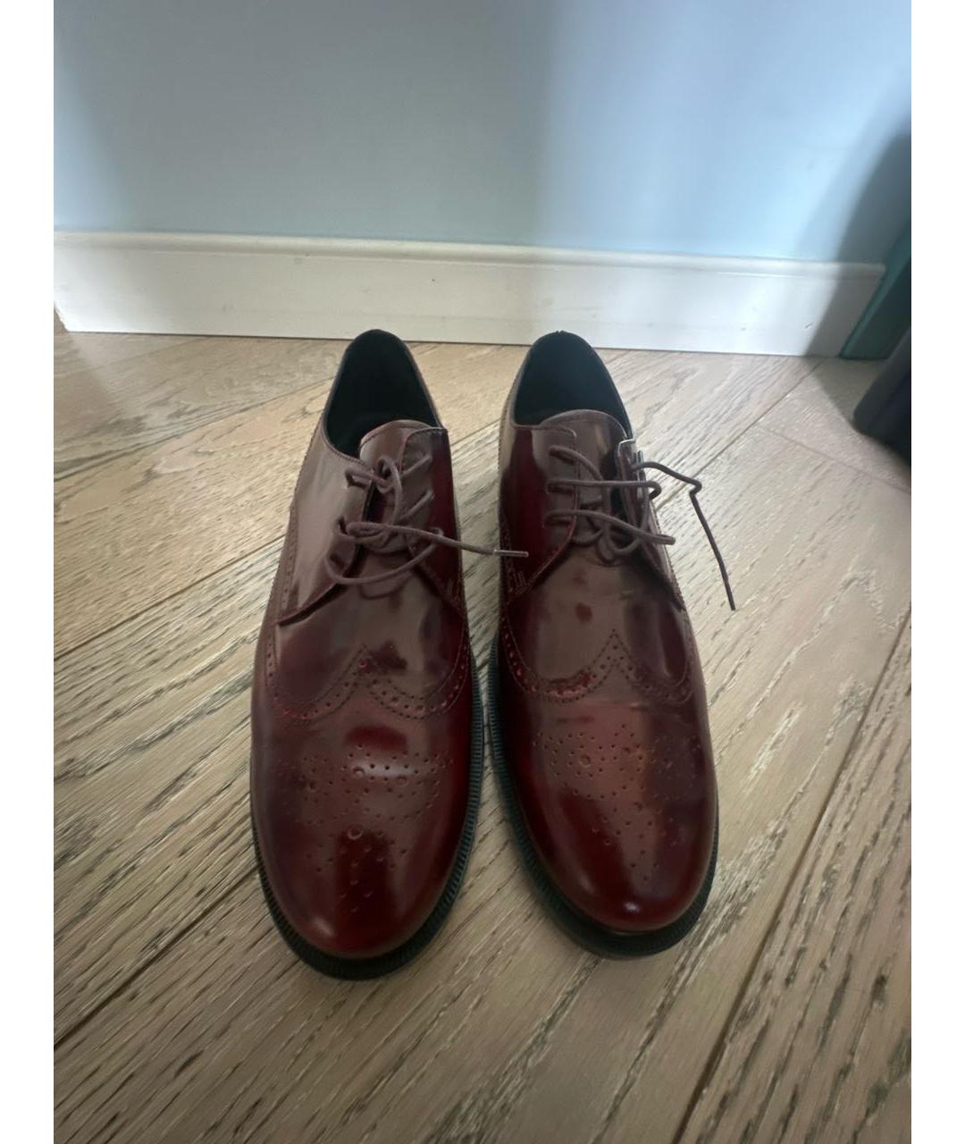 TOD'S Бордовые кожаные брогги и оксфорды, фото 2