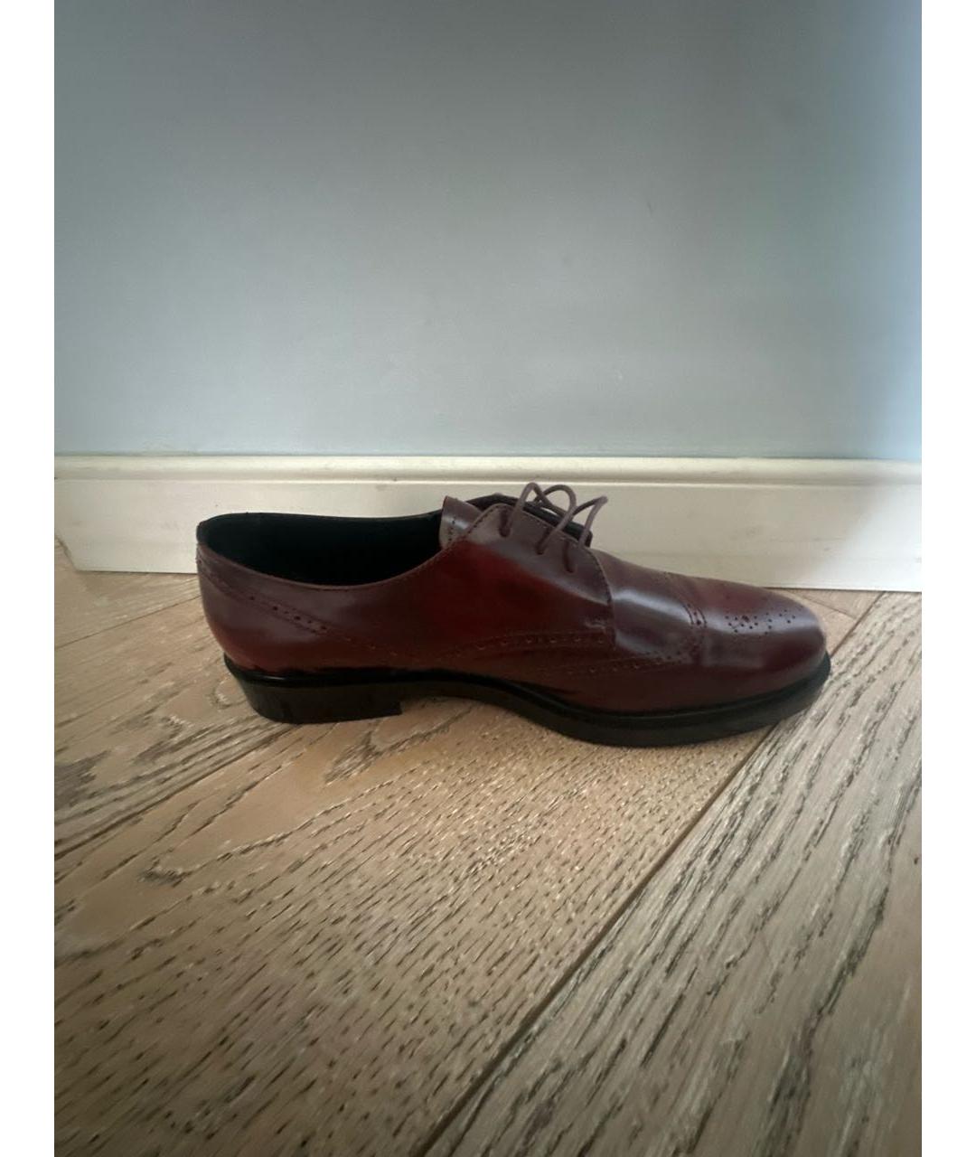 TOD'S Бордовые кожаные брогги и оксфорды, фото 9