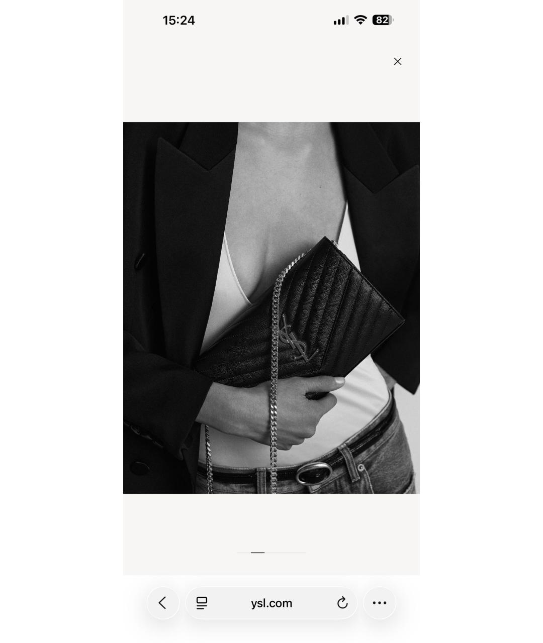 SAINT LAURENT Черная кожаная сумка через плечо, фото 2