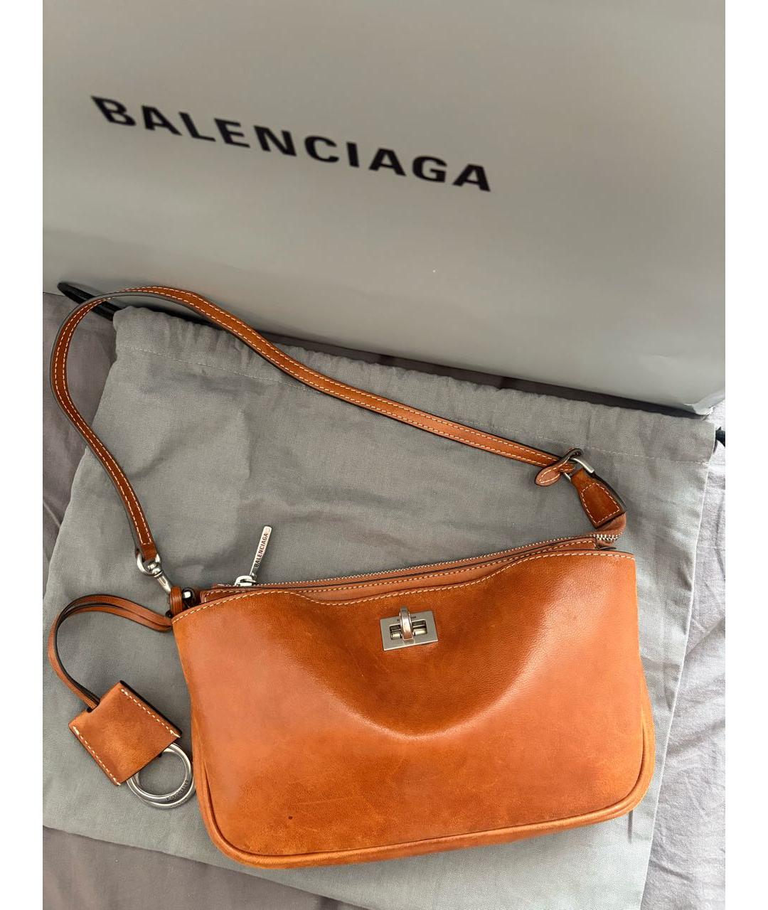 BALENCIAGA Коричневая кожаная сумка через плечо, фото 9