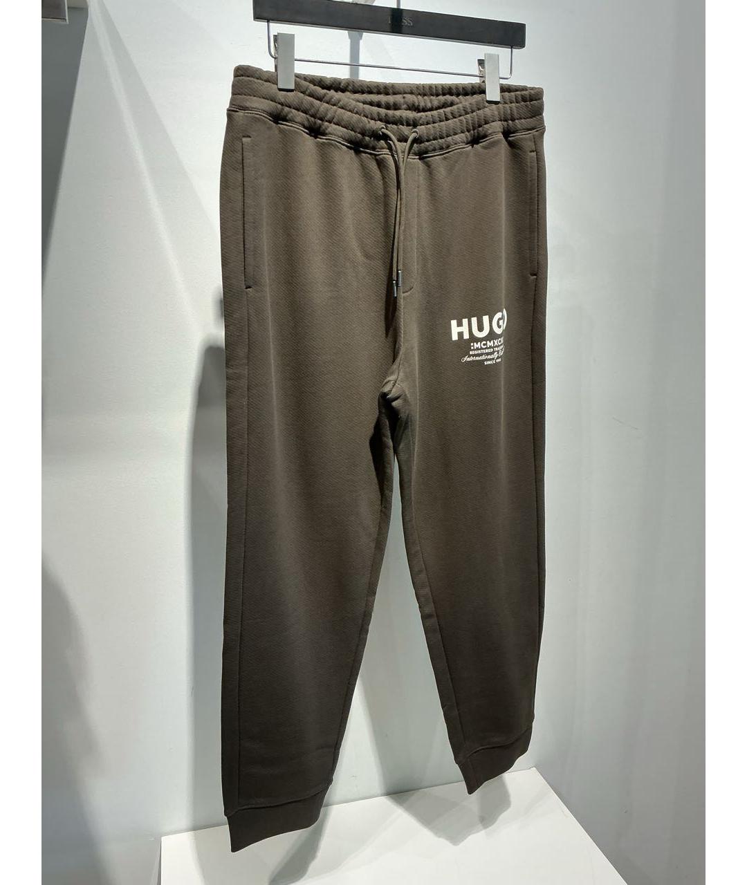 HUGO Коричневые хлопковые повседневные брюки, фото 2