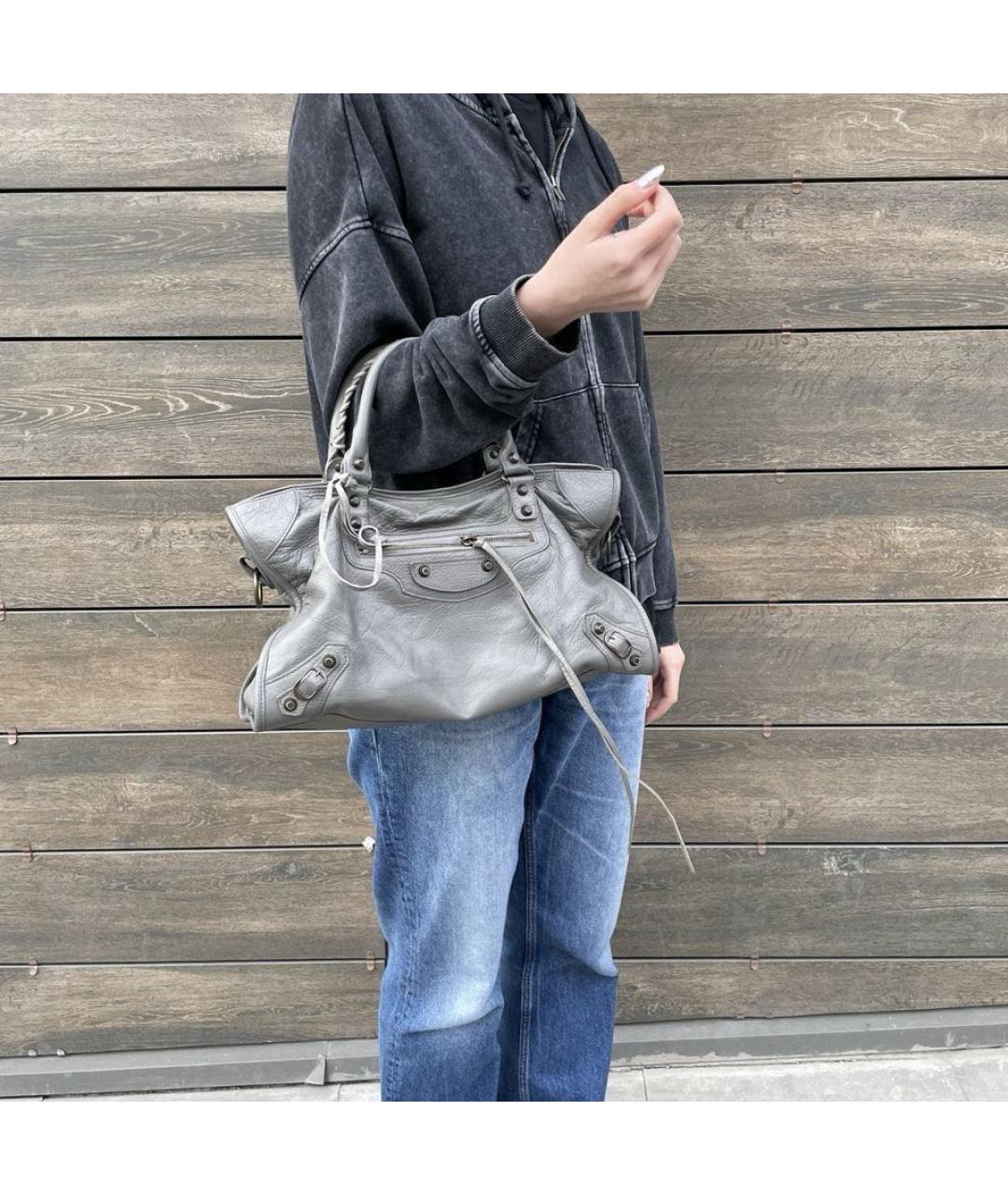 BALENCIAGA Серая кожаная сумка тоут, фото 6