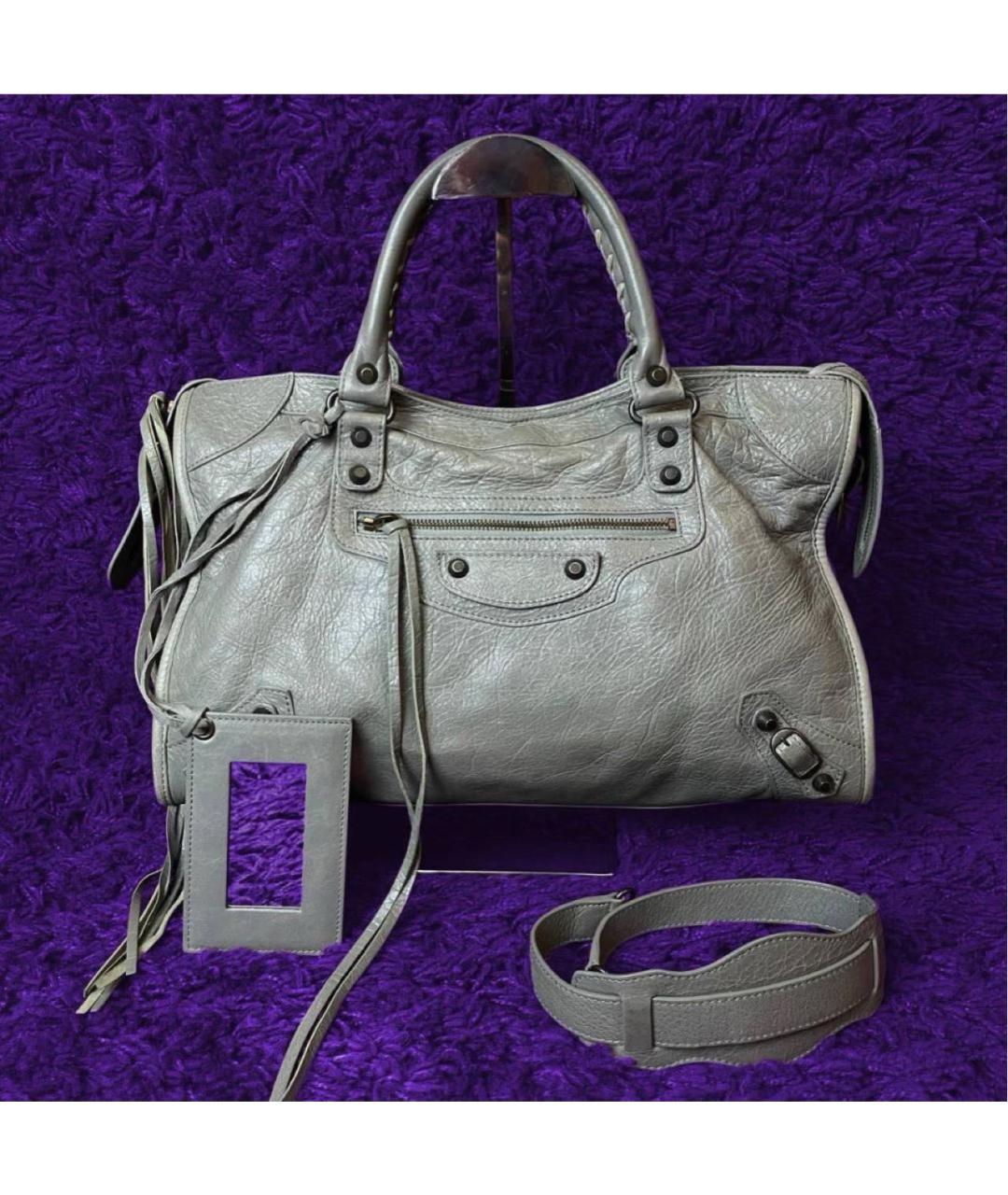 BALENCIAGA Серая кожаная сумка тоут, фото 2