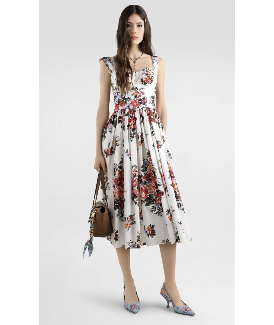 DOLCE&GABBANA Белое хлопковое вечернее платье, фото 2