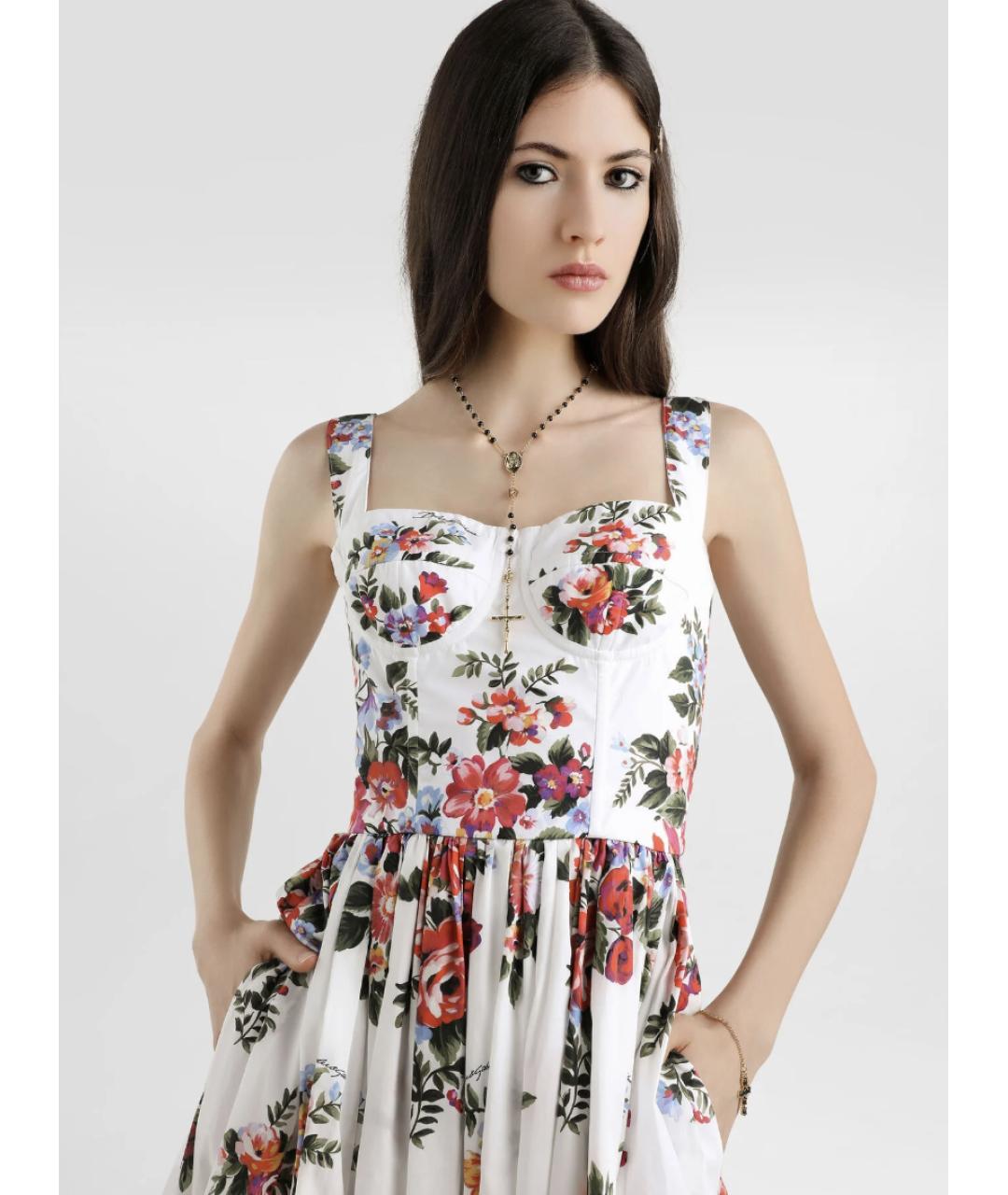DOLCE&GABBANA Белое хлопковое вечернее платье, фото 4