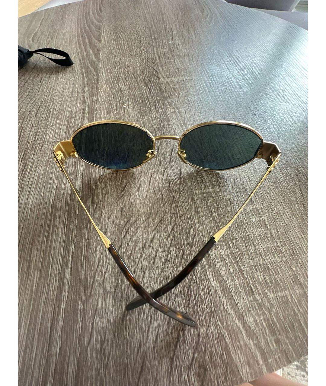 CELINE Золотые металлические солнцезащитные очки, фото 8