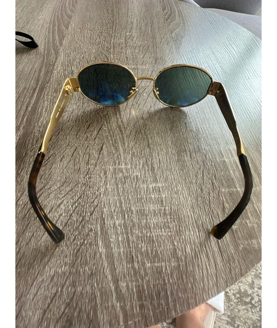 CELINE Золотые металлические солнцезащитные очки, фото 6