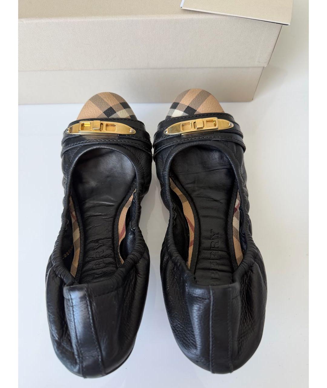 BURBERRY Черные кожаные балетки, фото 3
