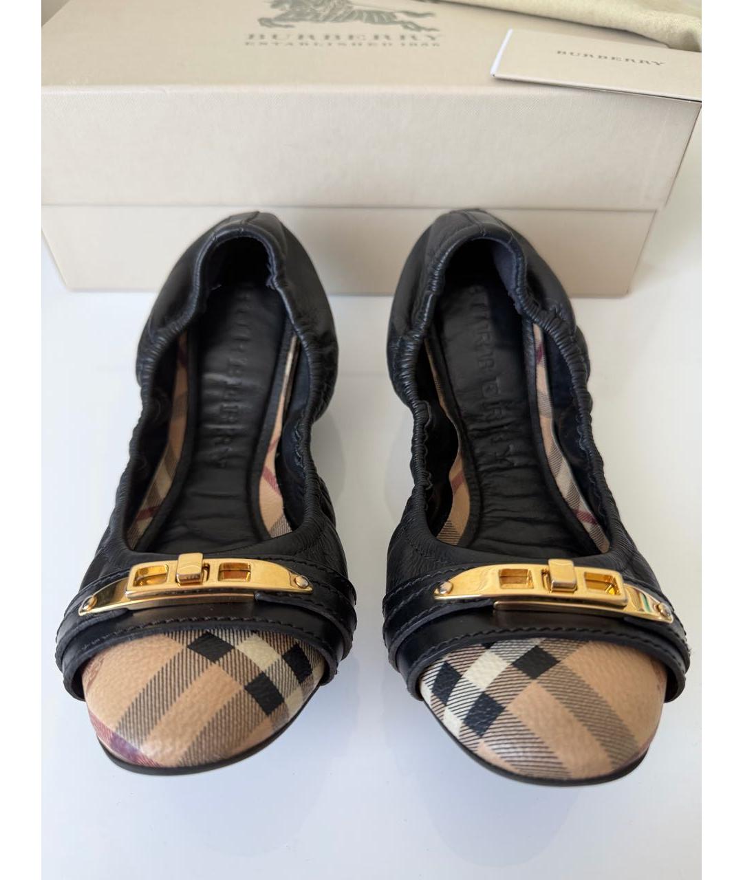 BURBERRY Черные кожаные балетки, фото 2