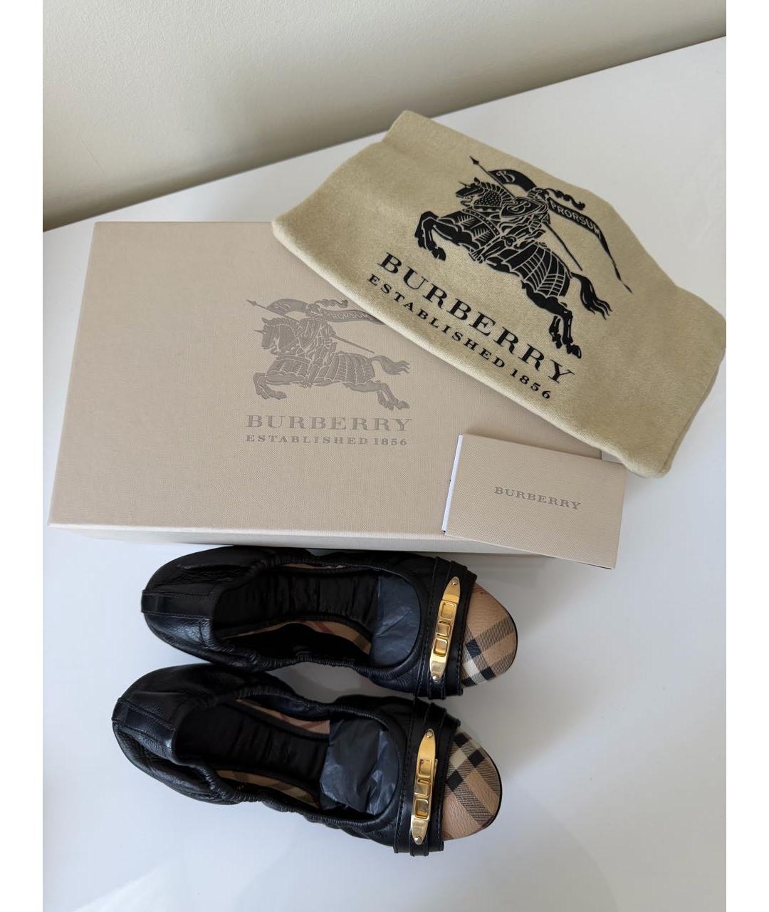 BURBERRY Черные кожаные балетки, фото 7