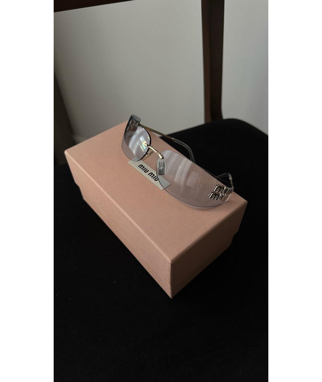 MIU MIU Голубые металлические солнцезащитные очки, фото 3