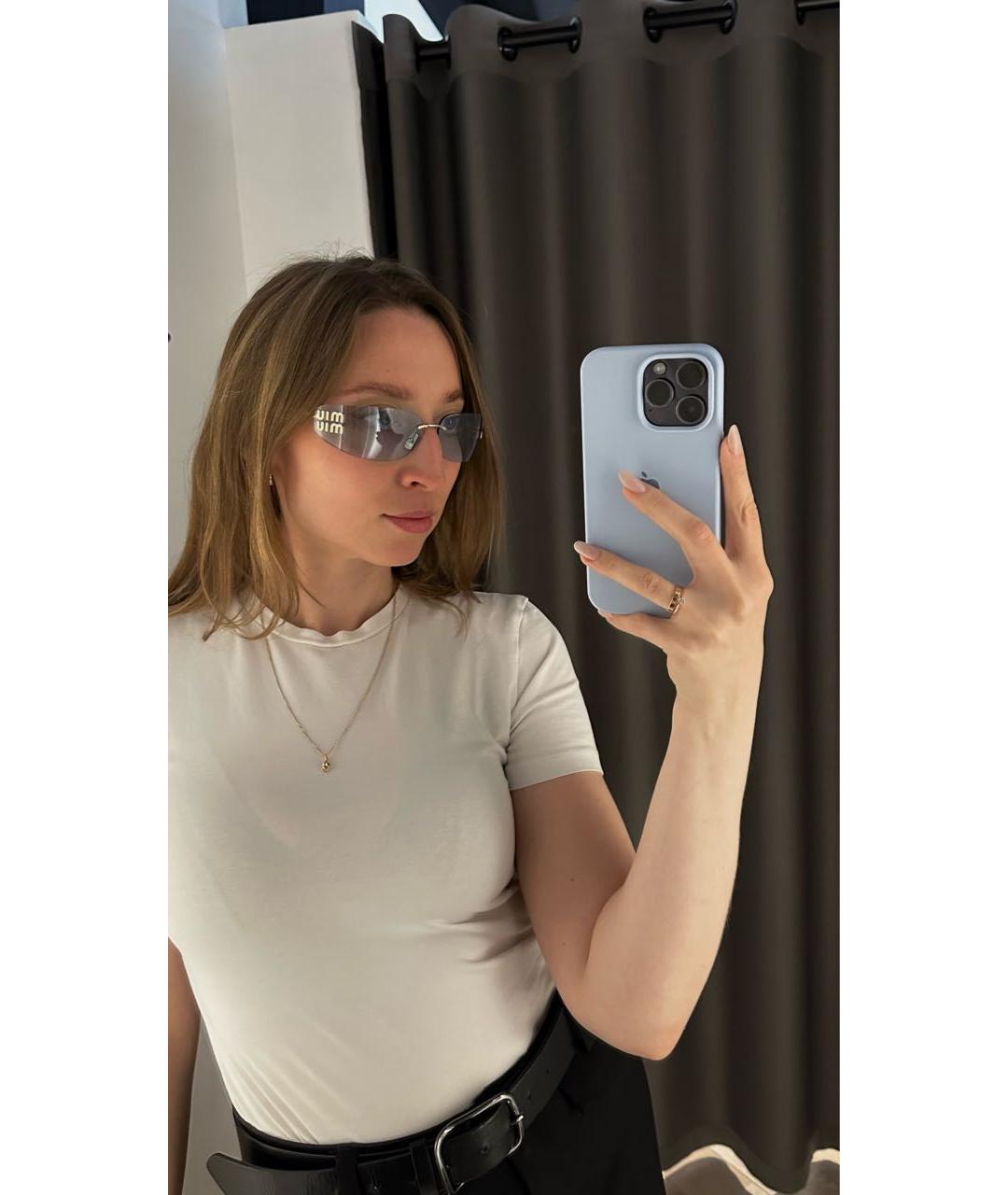 MIU MIU Голубые металлические солнцезащитные очки, фото 6