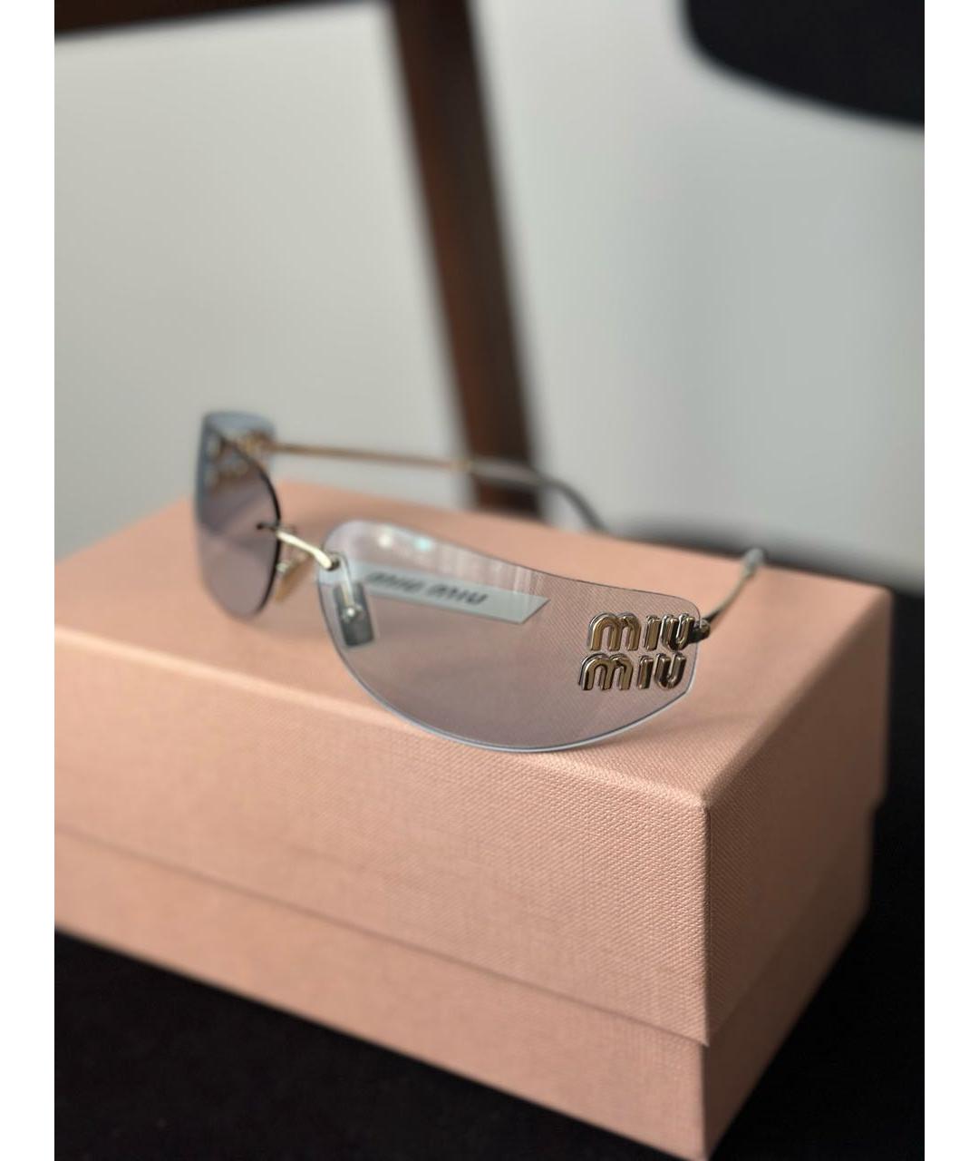 MIU MIU Голубые металлические солнцезащитные очки, фото 2