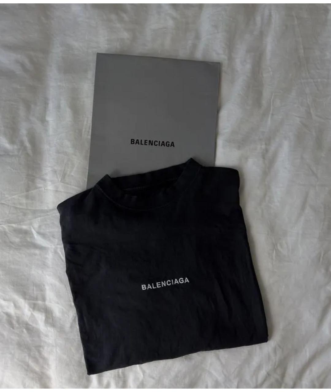 BALENCIAGA Черная хлопковая футболка, фото 6
