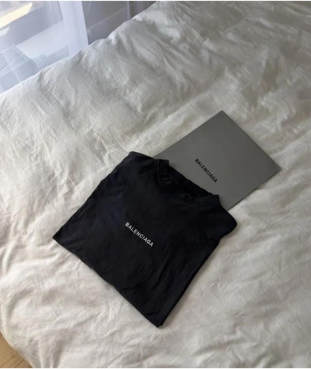 BALENCIAGA Черная хлопковая футболка, фото 2