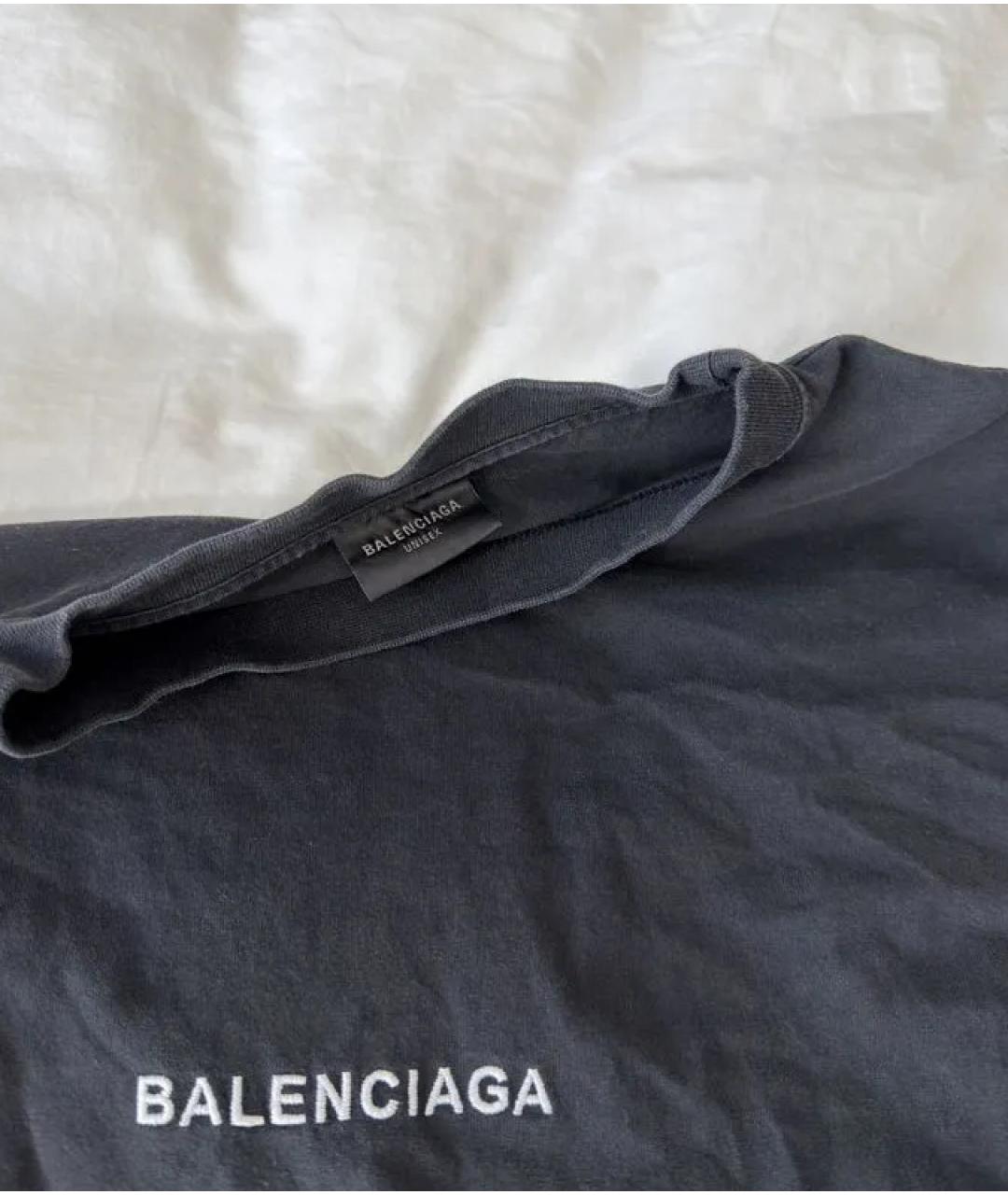 BALENCIAGA Черная хлопковая футболка, фото 5