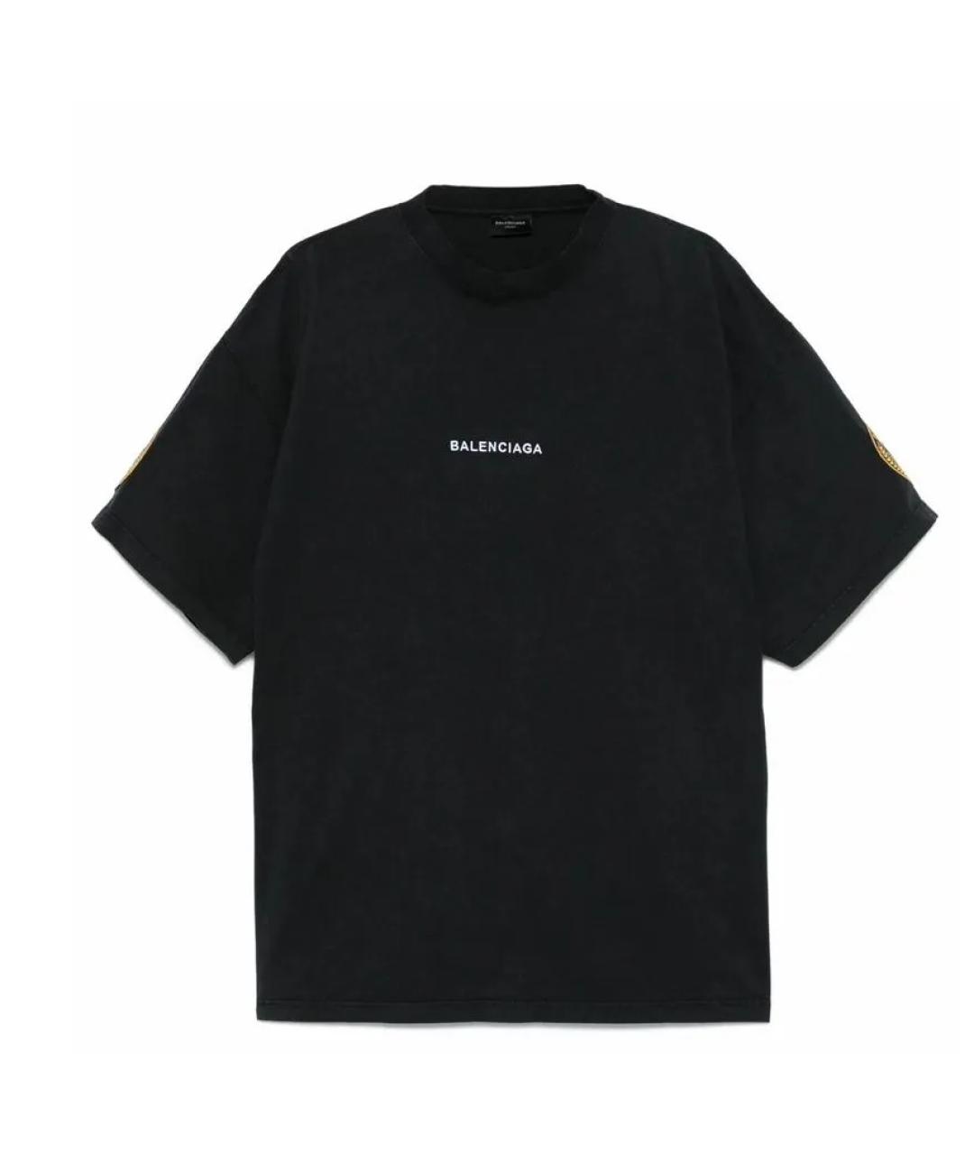 BALENCIAGA Черная хлопковая футболка, фото 1