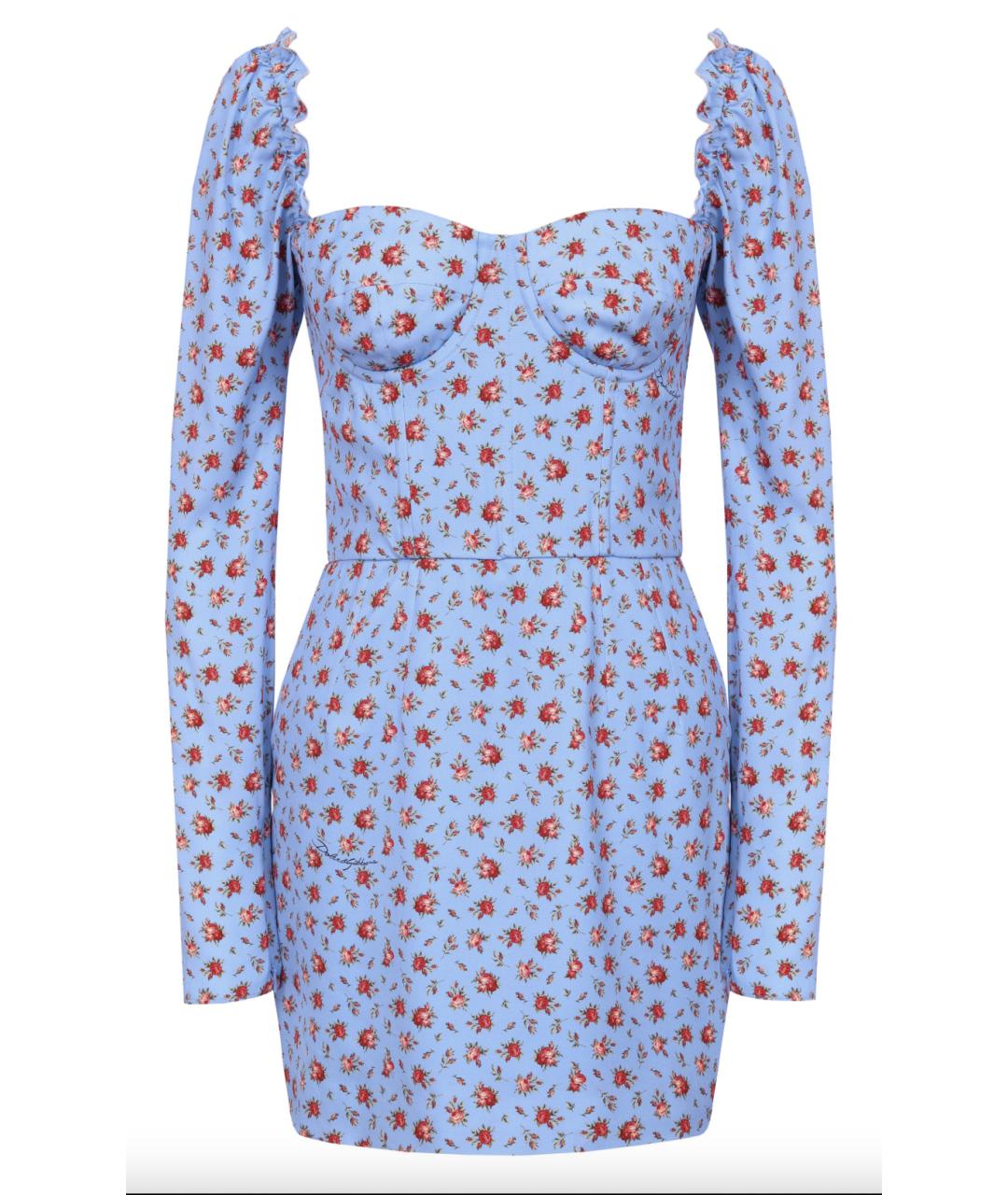 DOLCE&GABBANA Голубое шелковое повседневное платье, фото 4