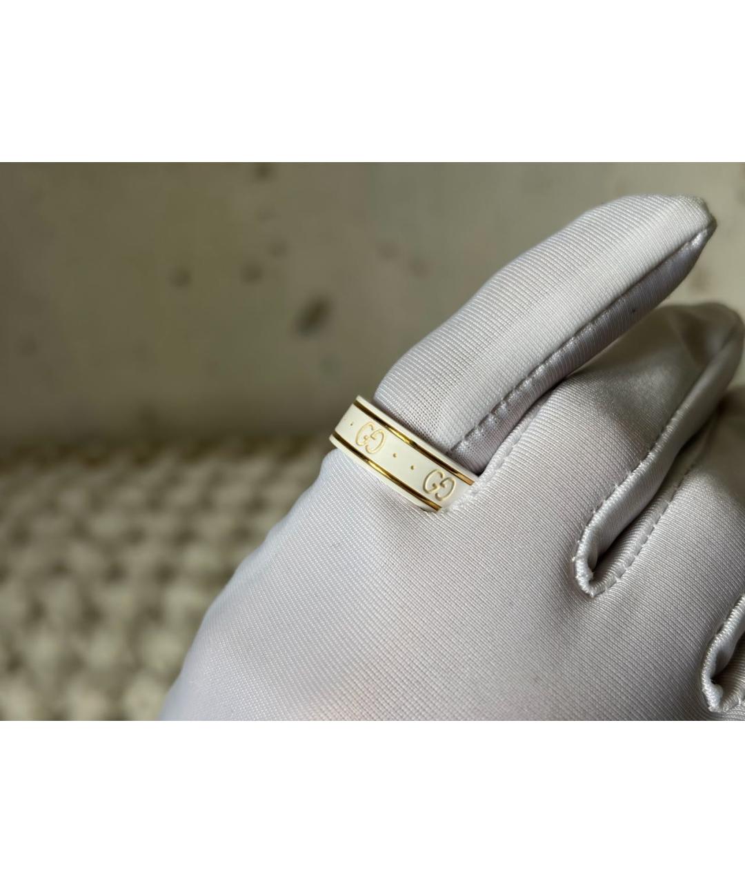 GUCCI Белое кольцо из желтого золота, фото 5