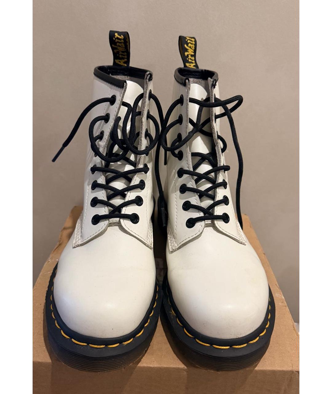 DR. MARTENS Белые кожаные ботинки, фото 2