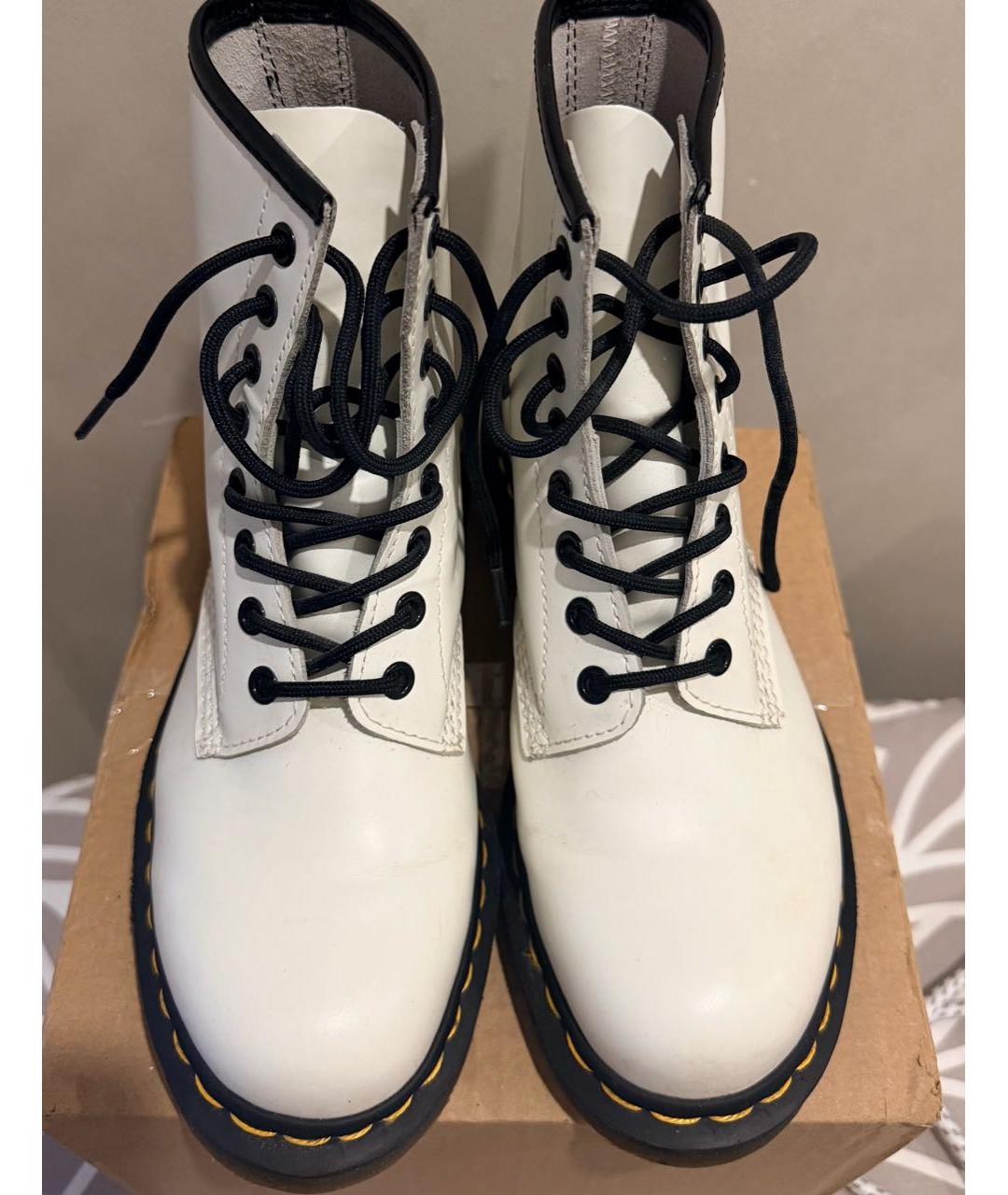 DR. MARTENS Белые кожаные ботинки, фото 3