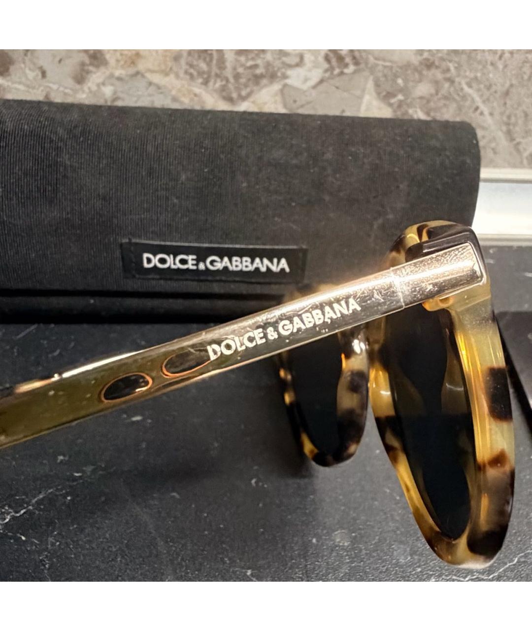 DOLCE&GABBANA Коричневые пластиковые солнцезащитные очки, фото 2