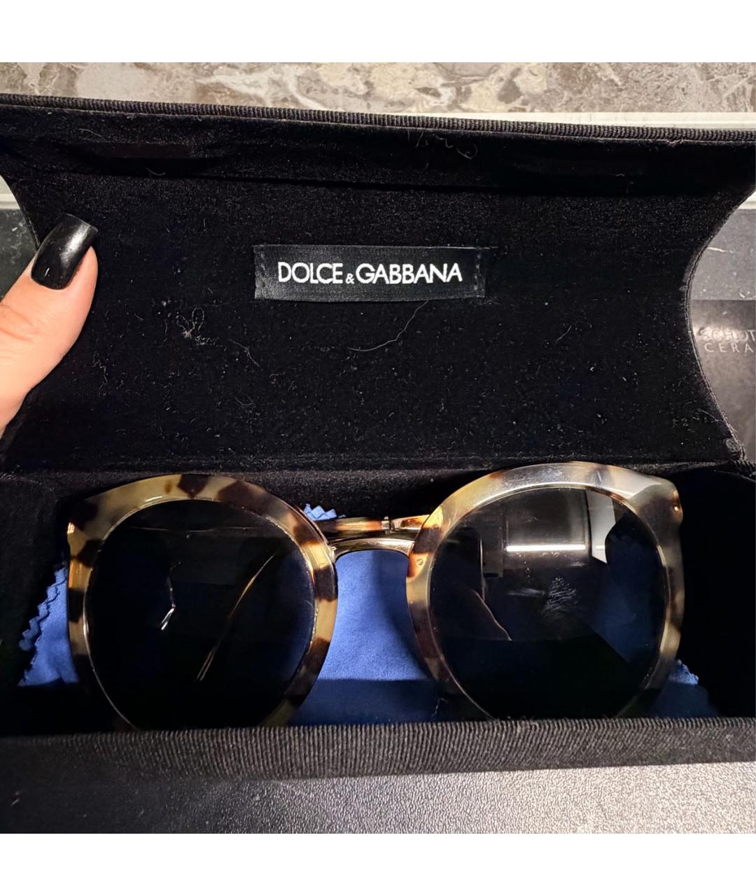 DOLCE&GABBANA Коричневые пластиковые солнцезащитные очки, фото 4