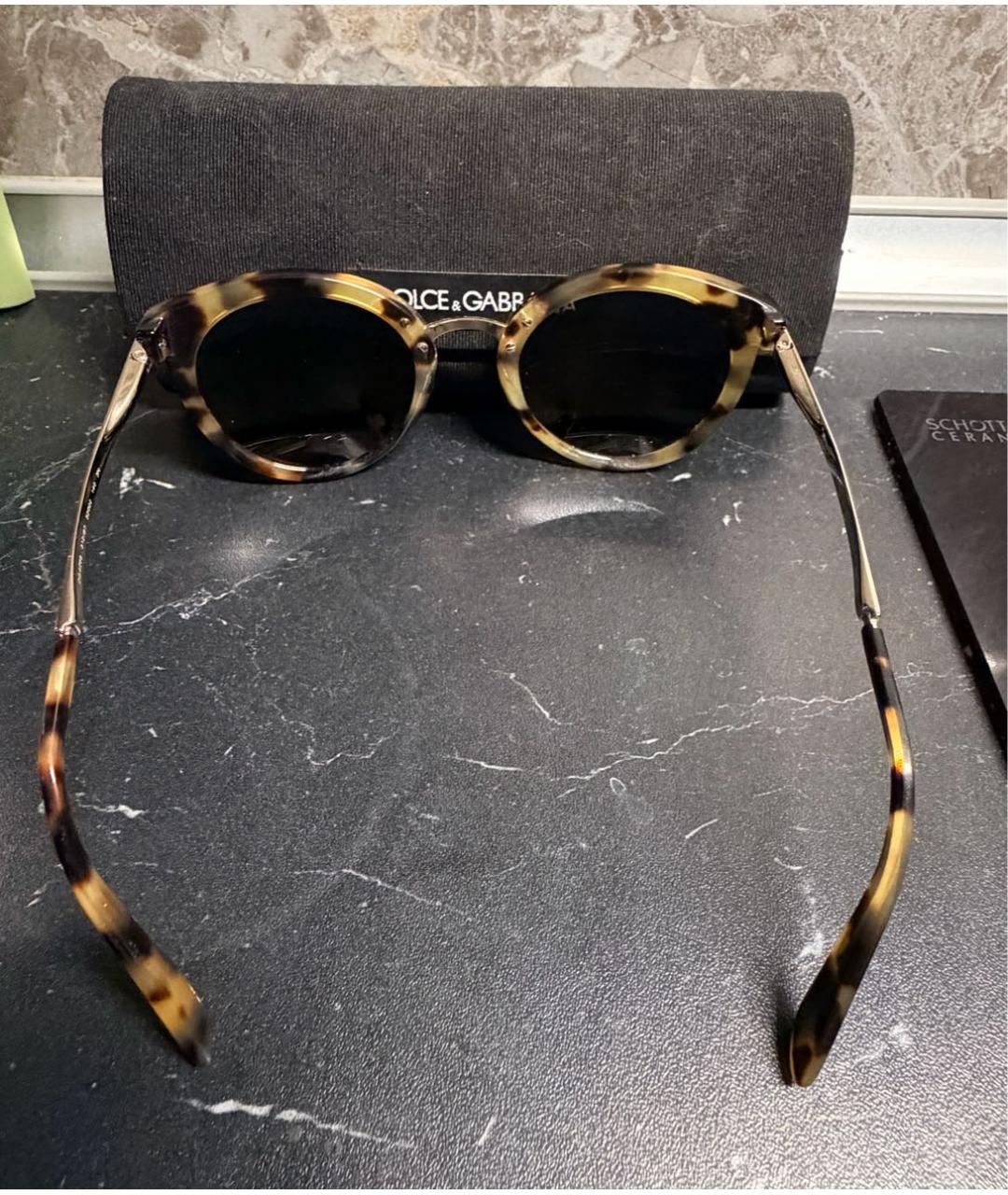 DOLCE&GABBANA Коричневые пластиковые солнцезащитные очки, фото 3