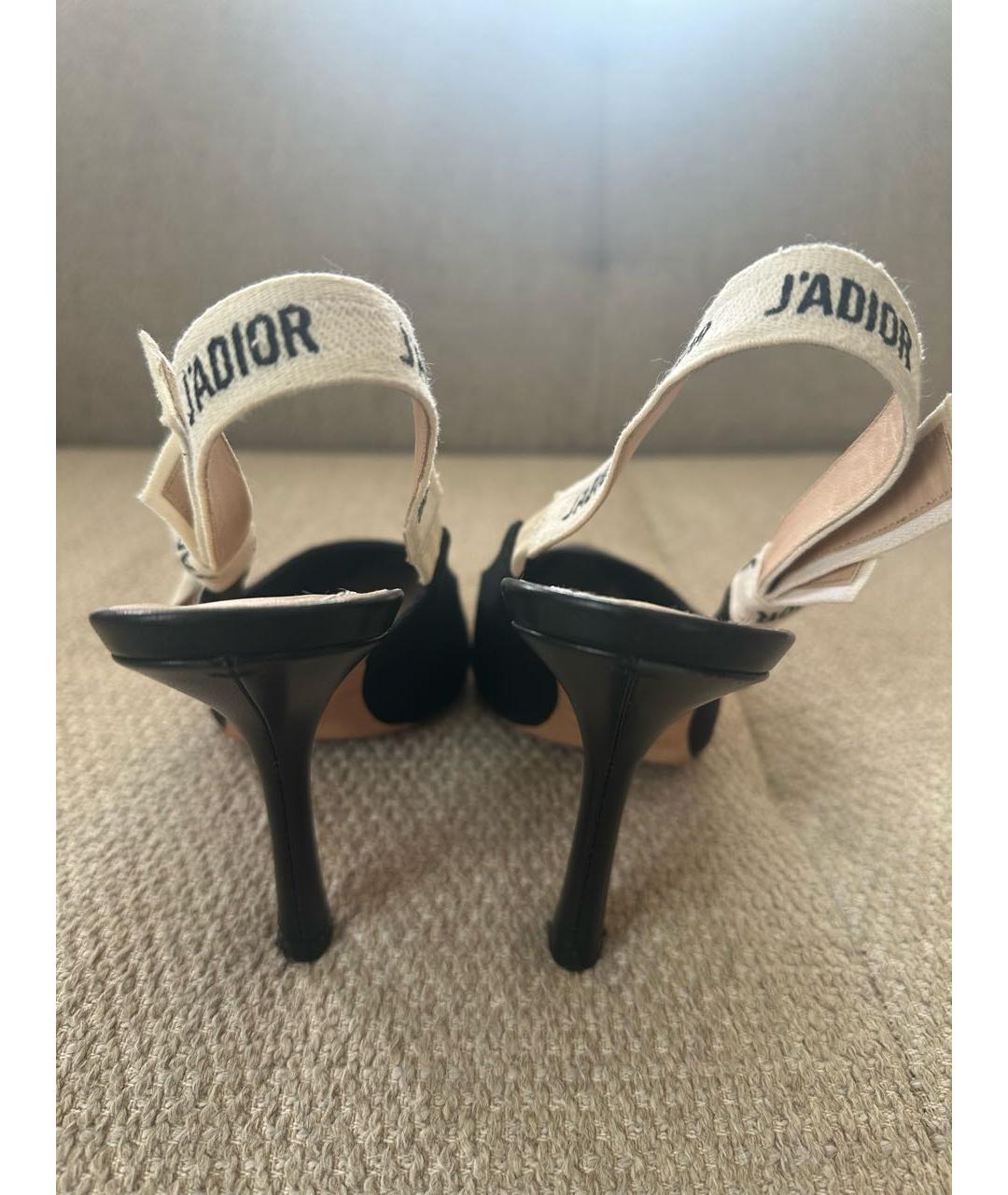 CHRISTIAN DIOR Черные текстильные лодочки на низком каблуке, фото 4
