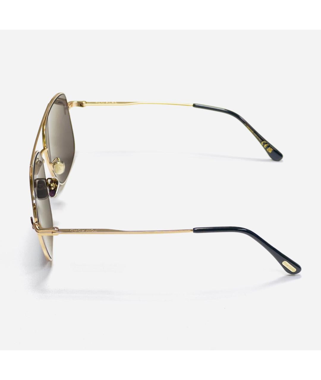 TOM FORD Золотые металлические солнцезащитные очки, фото 6