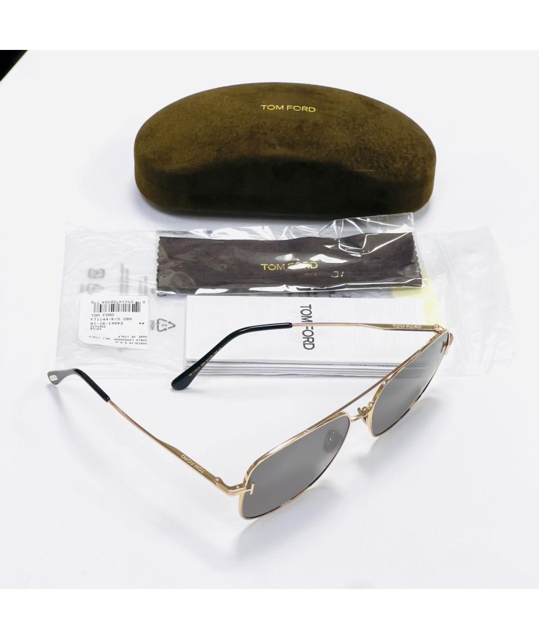 TOM FORD Золотые металлические солнцезащитные очки, фото 4