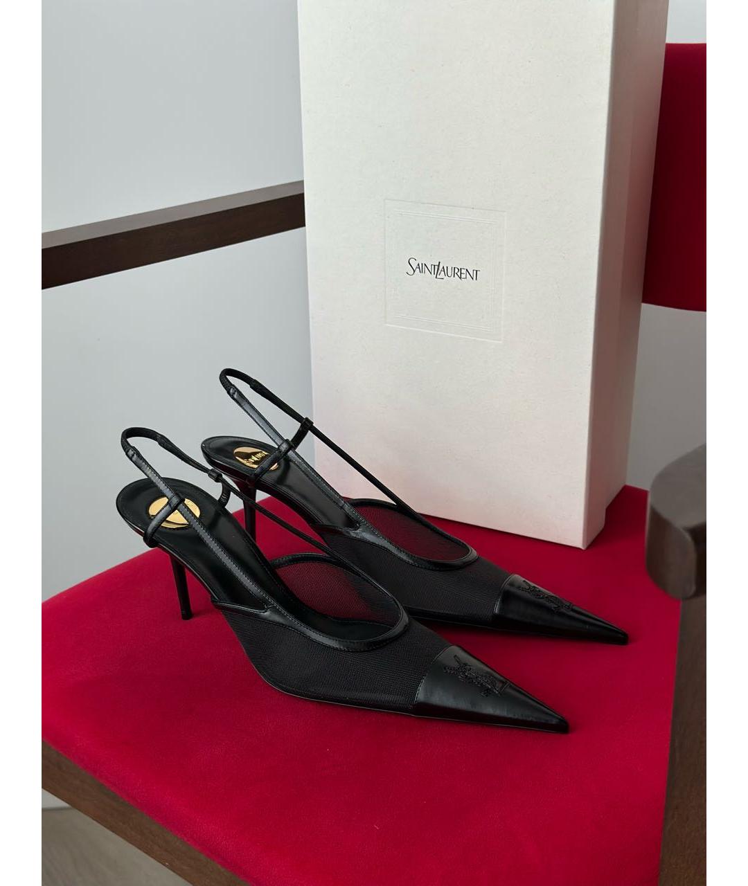 SAINT LAURENT Черные кожаные туфли, фото 6