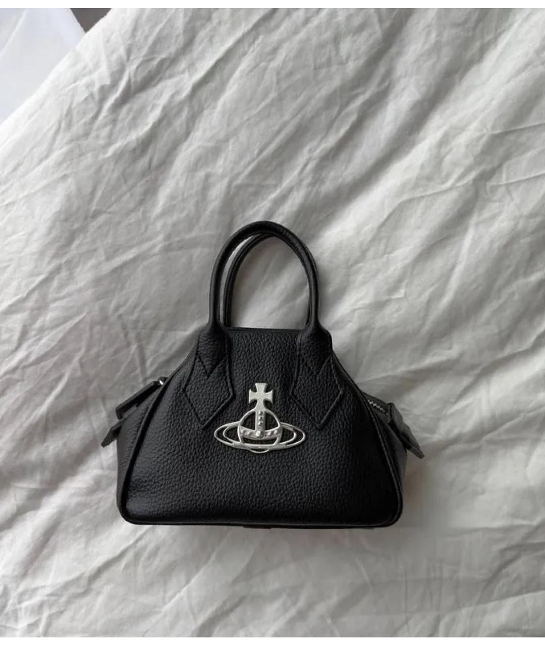 VIVIENNE WESTWOOD Черная сумка с короткими ручками из искусственной кожи, фото 4