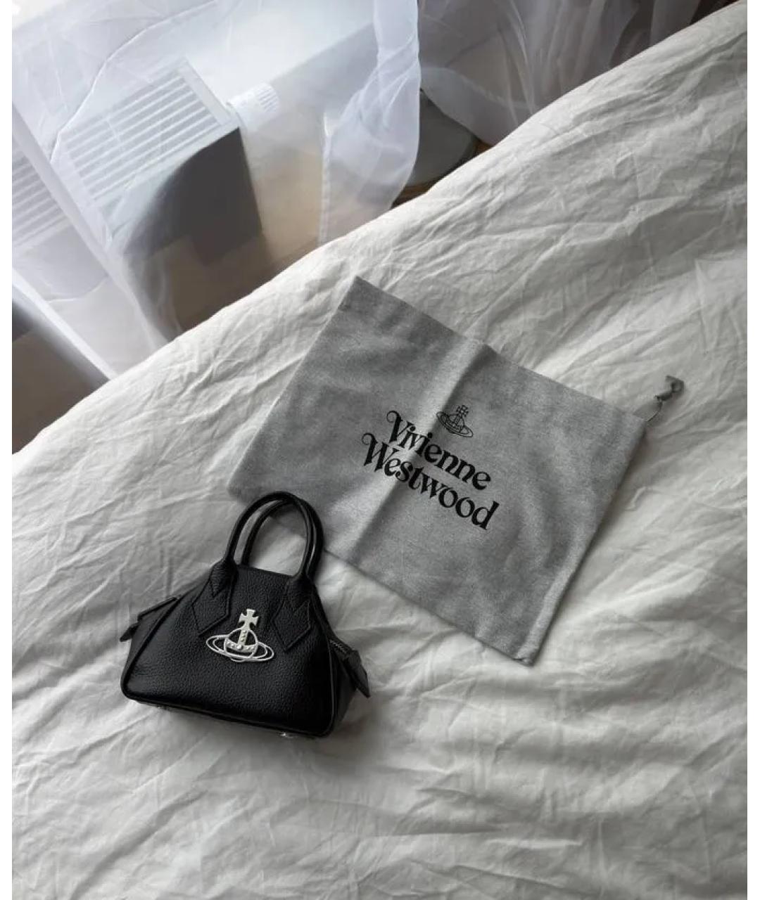 VIVIENNE WESTWOOD Черная сумка с короткими ручками из искусственной кожи, фото 2
