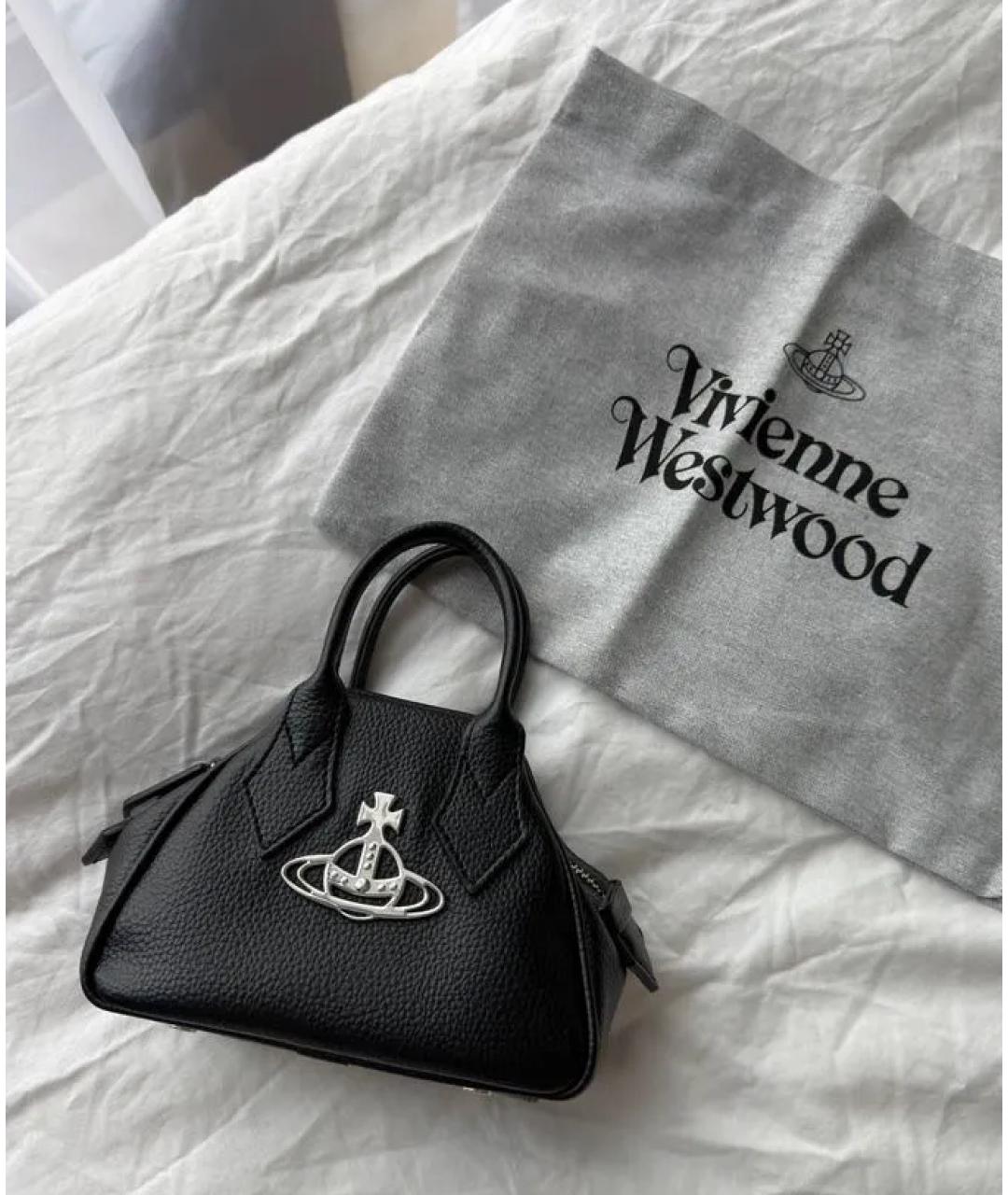 VIVIENNE WESTWOOD Черная сумка с короткими ручками из искусственной кожи, фото 8