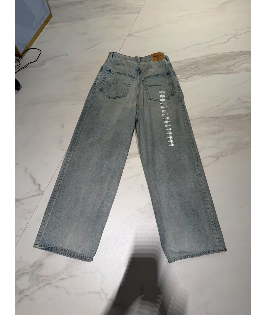 BALENCIAGA Голубые хлопковые прямые джинсы, фото 2